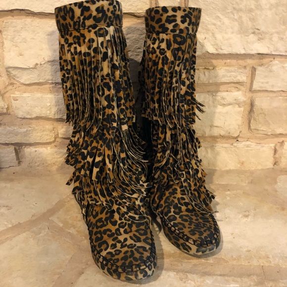 Leopard fringe boots - Picture 2 of 3